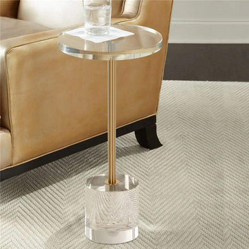 Acrylic Round Side Table Clear Stylish End Table Stainless Steel-Richsoul-End & Side Tables,Furniture,Living Room Furniture